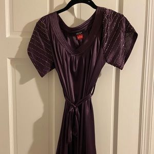 Akira Size Medium Mini Dress or Tunic Purple with Beaded Sleeves
